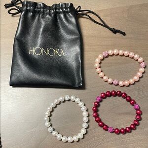 Honora Pink and White Beaded Bracelet Set